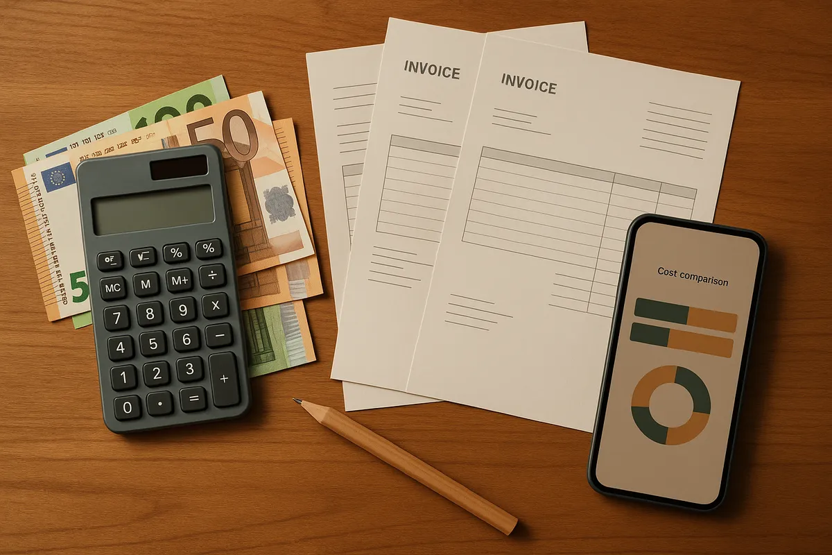 Balance comparant le coût d'un assistant IA et d'un assistant humain pour une PME